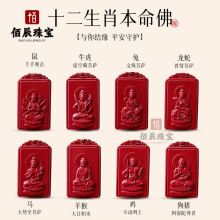 批发新款天然朱砂八大守护神吊坠项链紫金砂生肖本命佛方牌