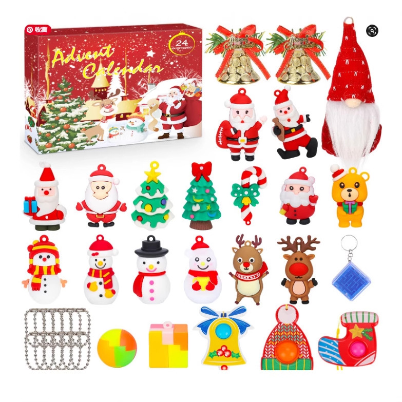 Caja ciega de Navidad transfronteriza Regalo de fiesta para niños Descompresión DIY Desgarrado Calendario de cuenta regresiva Caja ciega Juguetes navideños