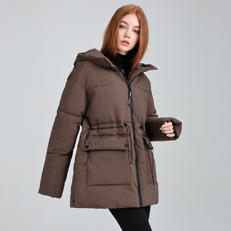 外贸中长款羽绒棉服女2025冬季新款工装韩版宽松连帽面包服棉衣|undefined