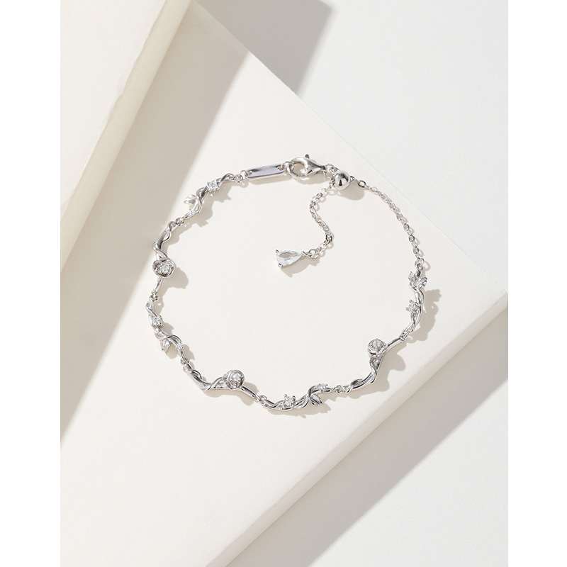 Espina Rosa pulsera femenina 925 plata esterlina nicho diseño exquisito alto grado flor pulsera regalo para novia