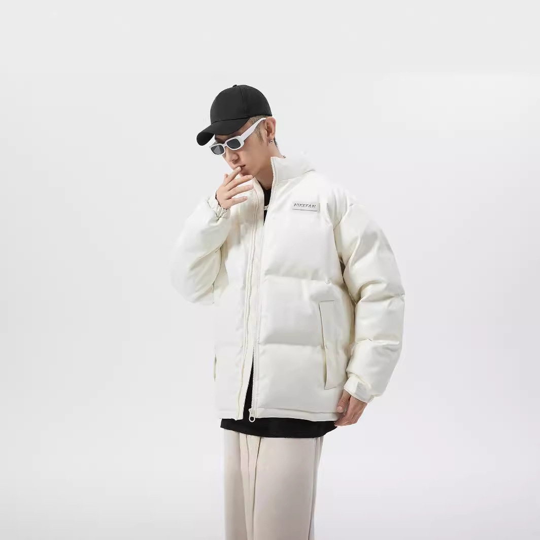 Herren Stehkragen PU Leder Bomberjacke Winter Samtgefüttert Verdickter Mantel Warm Gepolsterter Parka Stilvolle Streetwear_voghion.com