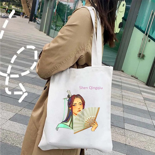 Tian Guan Ci Fu: Heaven's Blessing Anime Canvas Bag Shopping Tote with Hua Cheng Xie Lian Ghost King Umbrella Design