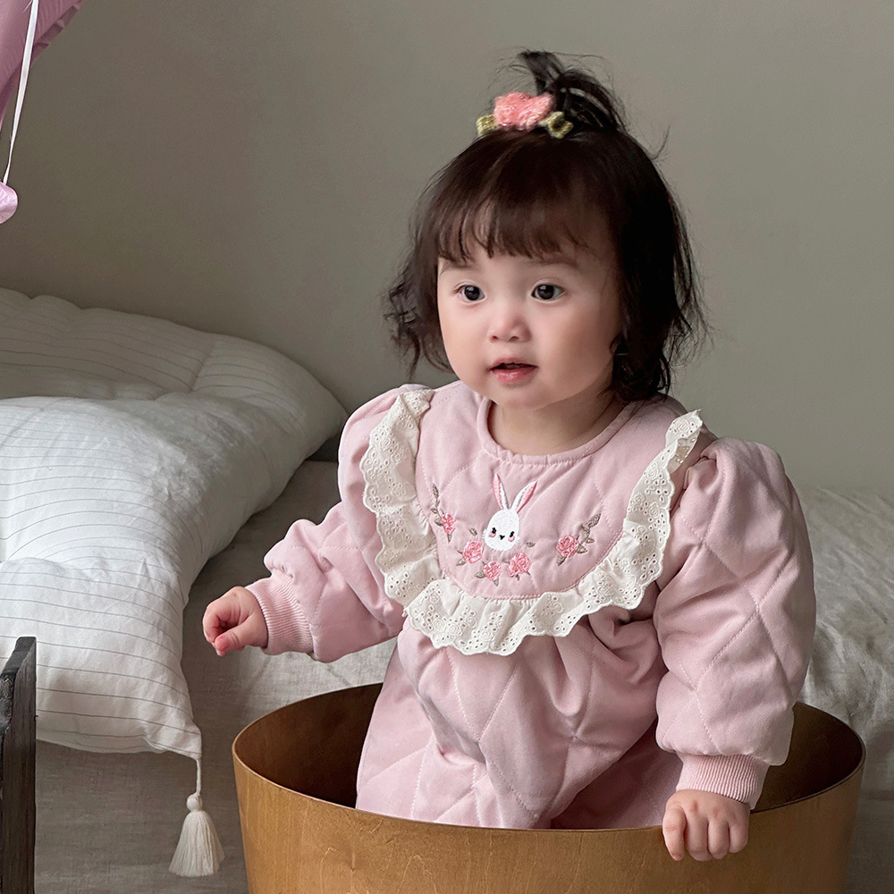 Ropa de bebé Ropa de otoño e invierno Ropa de bebé de una pieza Princesa más algodón acolchado de terciopelo Ropa de algodón súper linda para bebés Ropa de salida de invierno