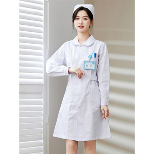 护士服女款长袖夏季装粉色白大褂短袖娃娃领药店美容院工作服套装-阿里巴巴