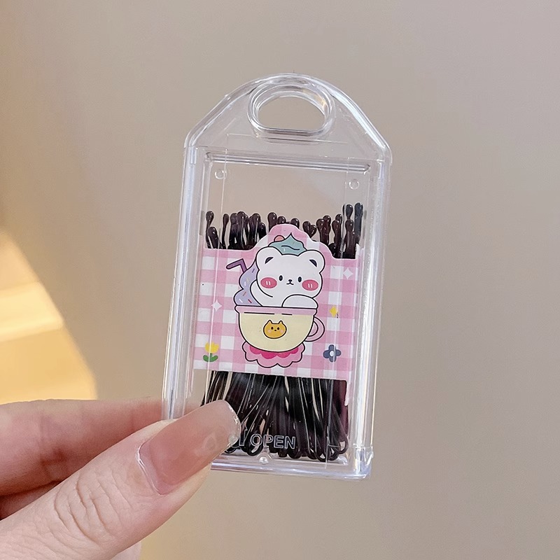 Clip de color simple horquilla en forma de U clip de cabello fijo lado Bangs horquilla rota horquilla negra tocado