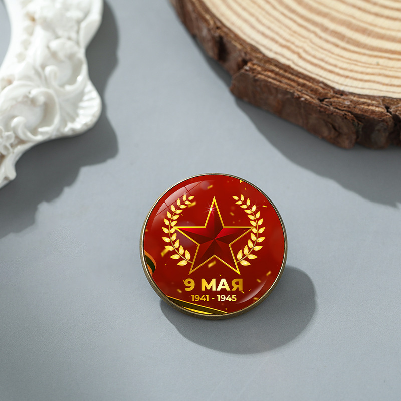 Cross-Border Foreign Trade Accessories Soviet Time Gemstone Brooch Badge Clothing Pin Chest Buckle European and American Retro Jewelry Wholesale