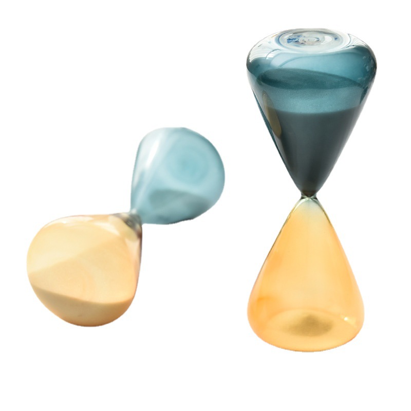 Cristal de color reloj de arena tiempo creativo decoración del hogar de estilo europeo pintura de dos colores artesanía regalo fábrica al por mayor image 6