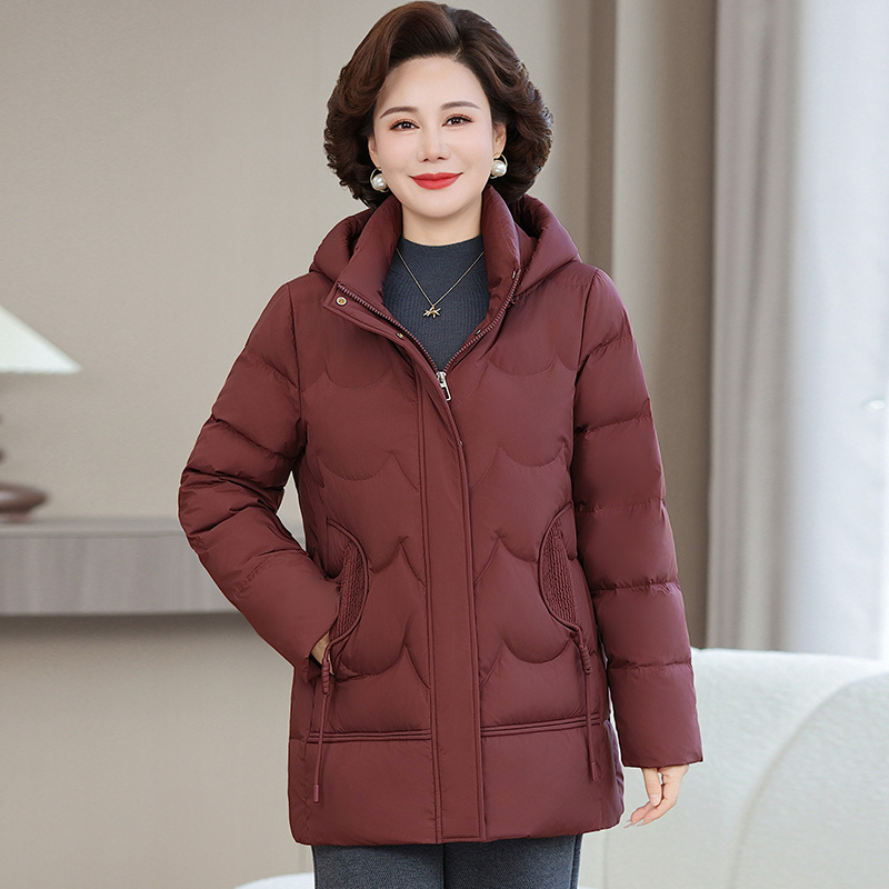 专柜高档防寒羽绒服女2025冬装新款气质中年妈妈保暖白鸭绒外套潮