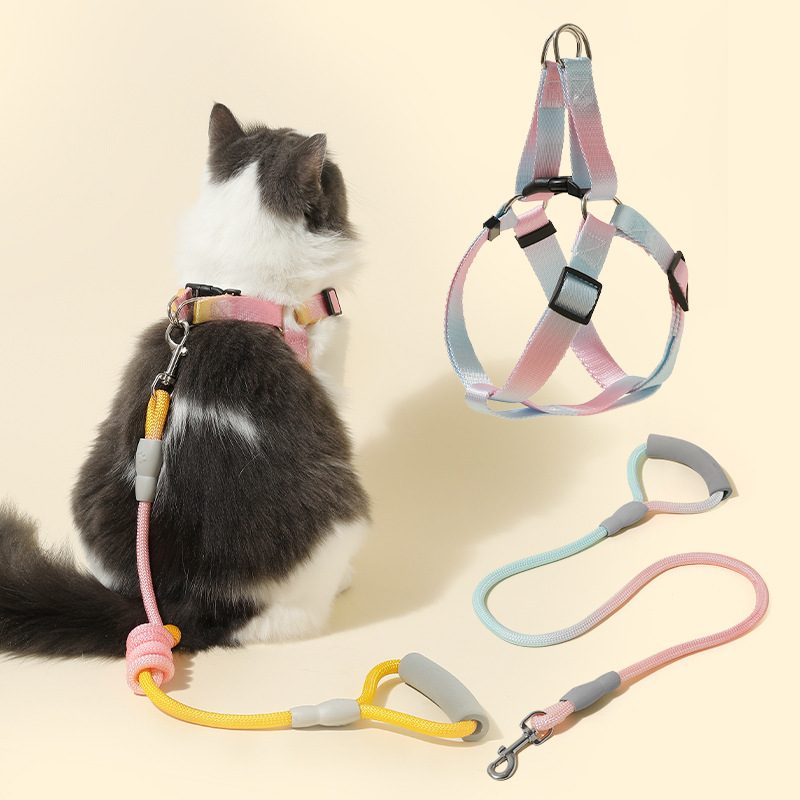 Cuerdas de tracción coloridas transfronterizas para perros con cinturón de pecho graduado para mascotas, cuerda de perro para caminar, cuerda de perro anti-desprendimiento para mascotas