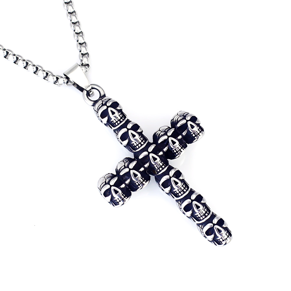 Stainless Steel Skull Anchor Pendant Necklace For Men And Women_voghion.com