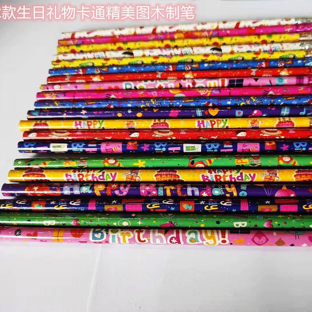 跨境电商现货卡通2025年女孩生日礼物精美四色彩印刷12款铅笔批发