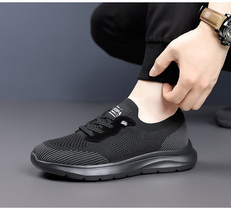 Giày thể thao nam lưới dệt thoáng khí, giày đi bộ du lịch phong cách thể thao, đế cao 1-3 cm — Màu be, màu xám, màu đen chi tiết 29