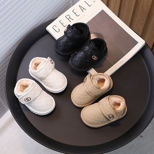2023 warm baby cotton shoes Female 1-3 years old 4 boys and children fleece-lined thickened baby snow boots soft bottom toddler shoes winter