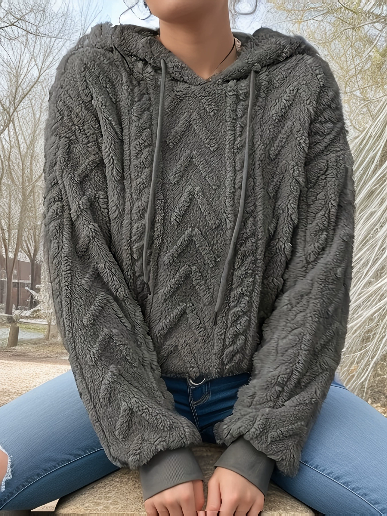 Flannel sweatshirt, European style, plus size