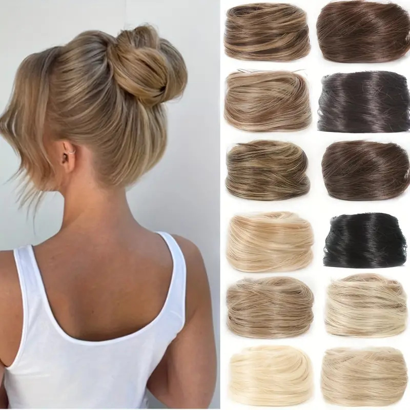 High Elasticity Straight Hair Bun Wig for Foreign Trade in Europe and America, Seamless New Fluffy Volumizing Synthetic Fiber Hair Bun