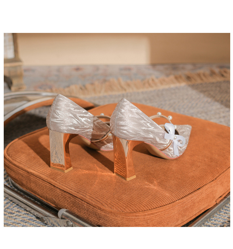 Giày cao gót đế xuồng mũi nhọn Jingang H6098 nữ, gót 6 cm, đế mềm kiểu Pháp — Rượu sâm banh【 6cm 】 chi tiết 25