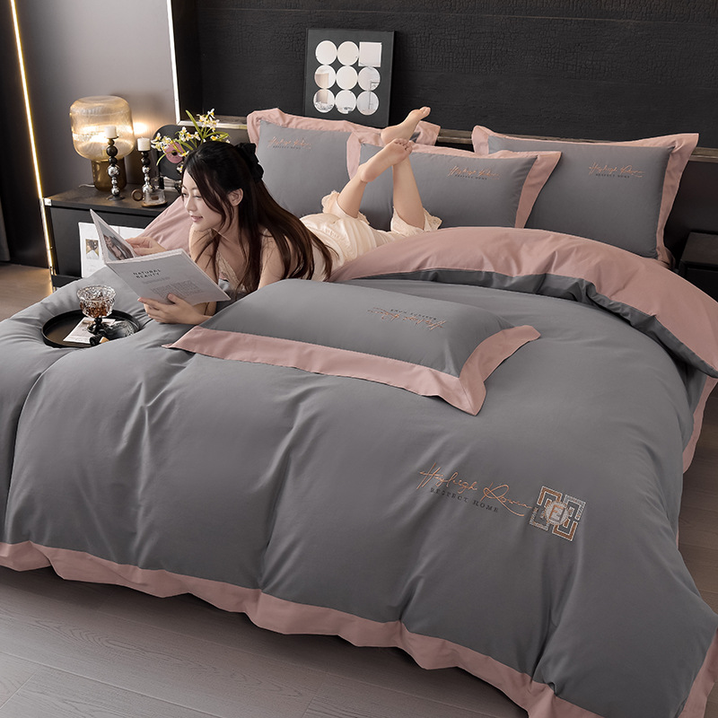 2024 nuevo algodón de lana larga 100S molido cuatro piezas conjunto de cama de algodón engrosado sábanas de otoño y invierno conjunto de ropa de cama