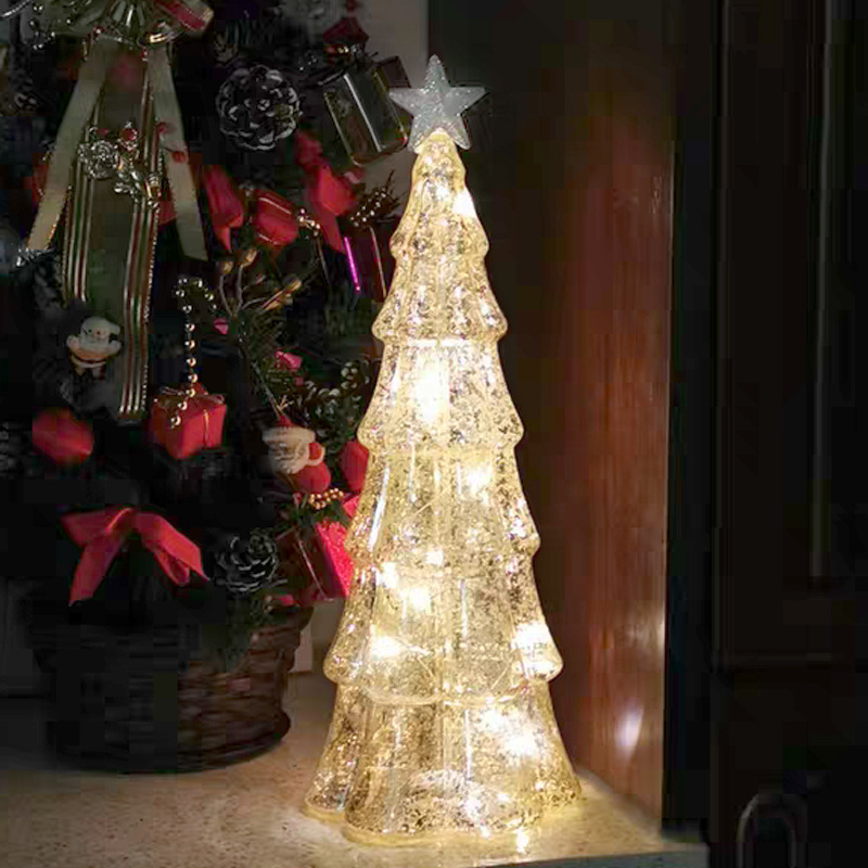 Vidrio árbol de Navidad decoraciones mini luz de la noche decoración de escritorio escena diseño alto sentido Navidad regalos de vacaciones