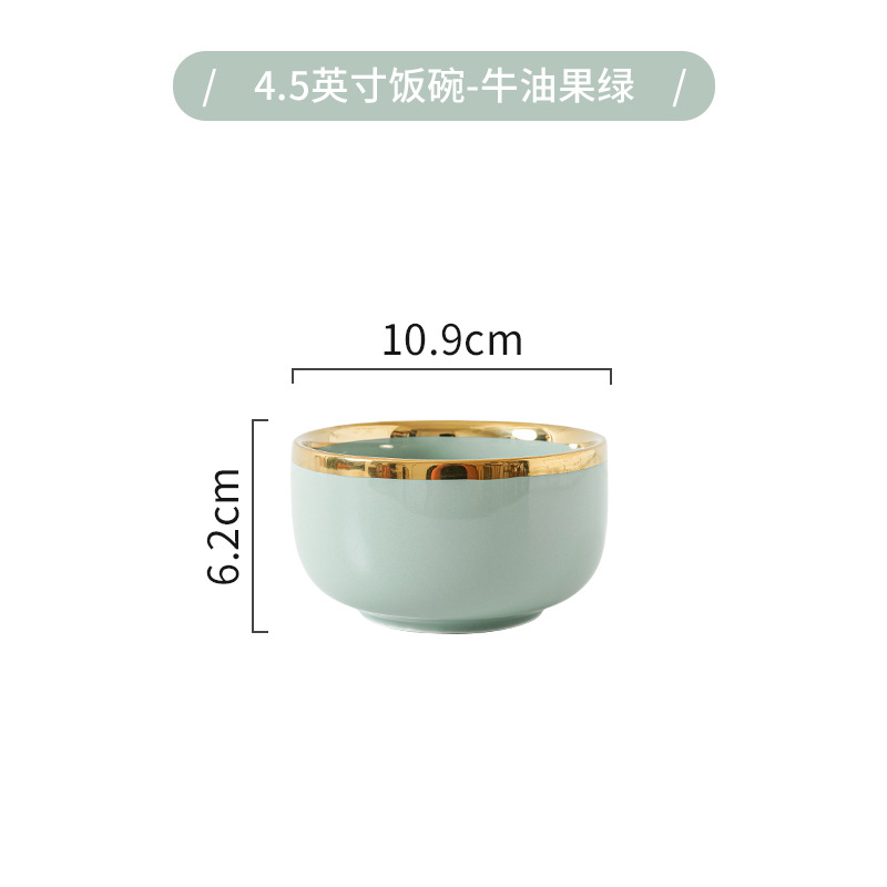 Tazón de lujo ligero y palillos placa combinación hogar creativo tazón de sopa de cerámica nórdica plato de pescado Internet celebridad borde dorado vajilla tazón y plato traje