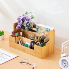 竹木桌面收纳架家居卧室化妆刷发夹储物架办公室文件整理架