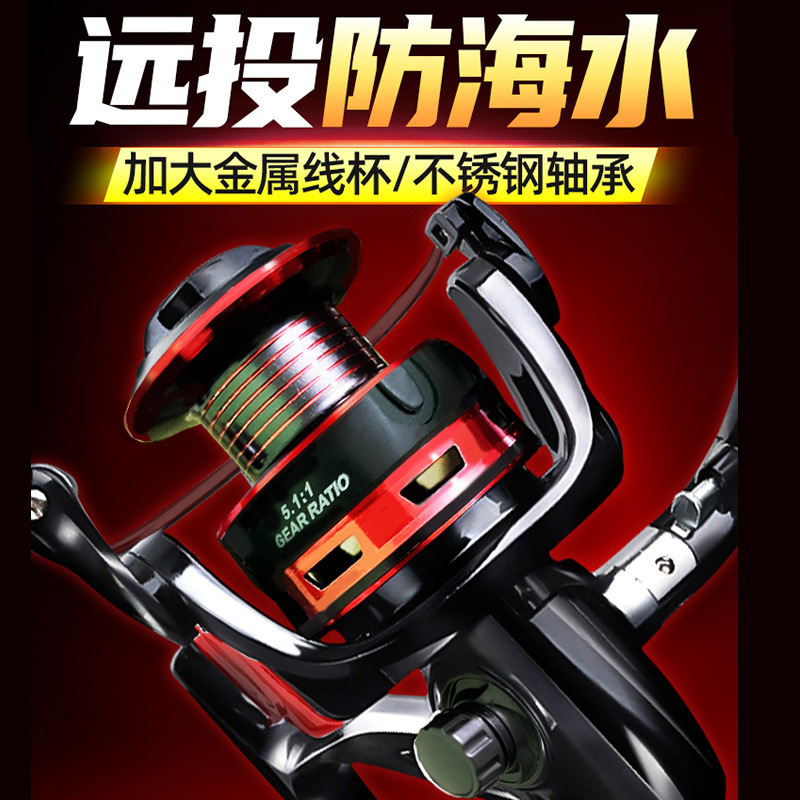 Toda la cabeza metálica de la rueda de pesca rueda de rotación rodada