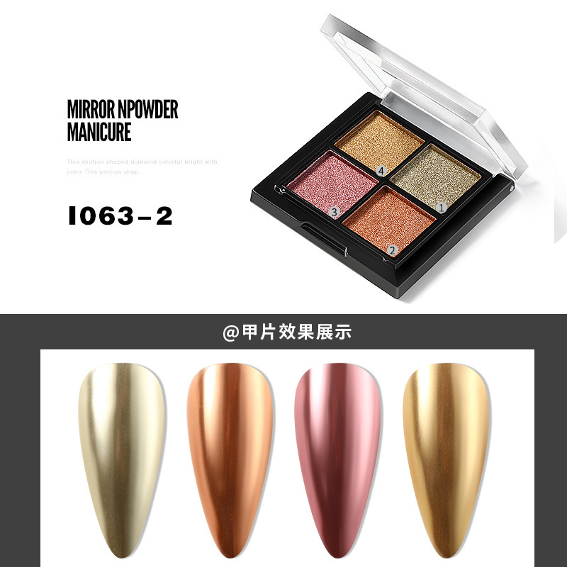 Celebridad de Internet de cuatro colores de estado sólido Espejo mágico Rosa Aurora polvo de uñas de titanio polvo de oro tirano oro bronce brillo de uñas decoración en polvo