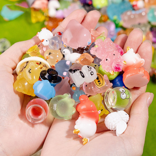 Colorful Mixed Cartoon Resin Decorative Accessories Handmade Small Animals Big Assortment Micro Landscape Miniature Decor DIY