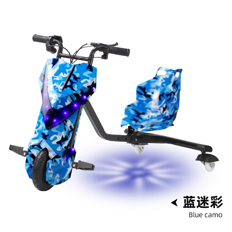 Coche de Derrape de Tres Ruedas para Niños, Amortiguador de Impactos, Coche de Equilibrio para Exteriores, Coche de Derrape Eléctrico para Puestos Callejeros, Scooter