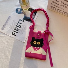 2024新款日韓可愛卡通針織手機包包女斜挎小包春夏出行便攜手拎包