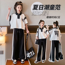 女童夏季polo衫套装中大童时髦洋气儿童韩版夏款运动两件套夏装潮