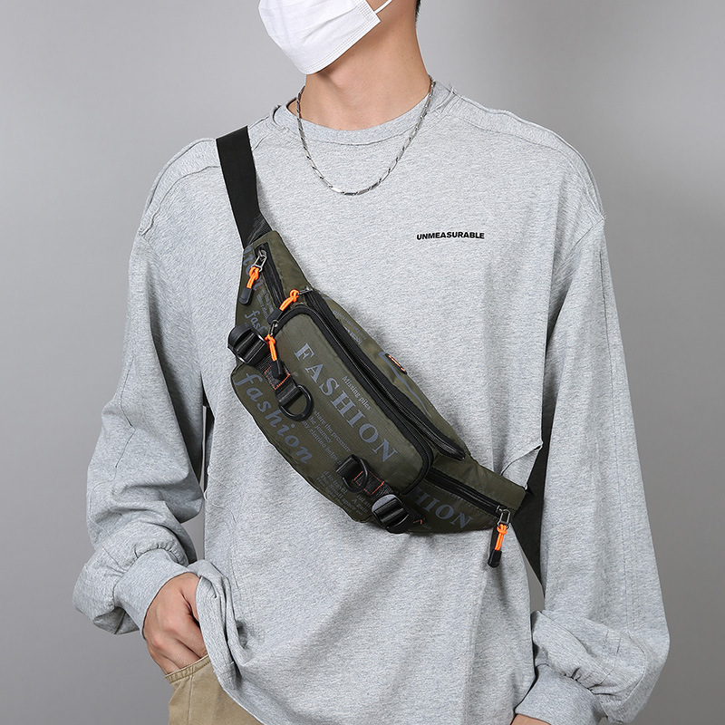 Bolso de pecho de hombre al aire libre, moda de ocio de la calle, bolso de hombro para teléfonos móviles, moda de letras de bicicleta, bolso de cintura deportivo
