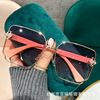 Square metal fashionable trend sunglasses flower-shaped, 2023 collection, gradient, European style