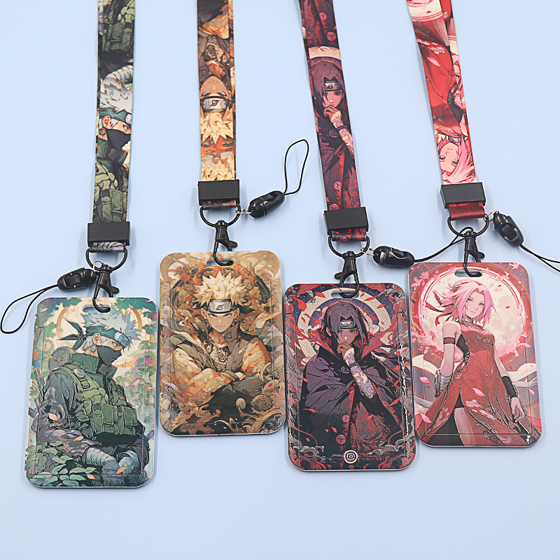 Cubierta deslizante Naruto cubierta de la tarjeta de estudiante patrón de dibujos animados tarjeta de bus cubierta de la tarjeta de control de acceso Tarjeta de campus trabajo cubierta de la tarjeta de identificación