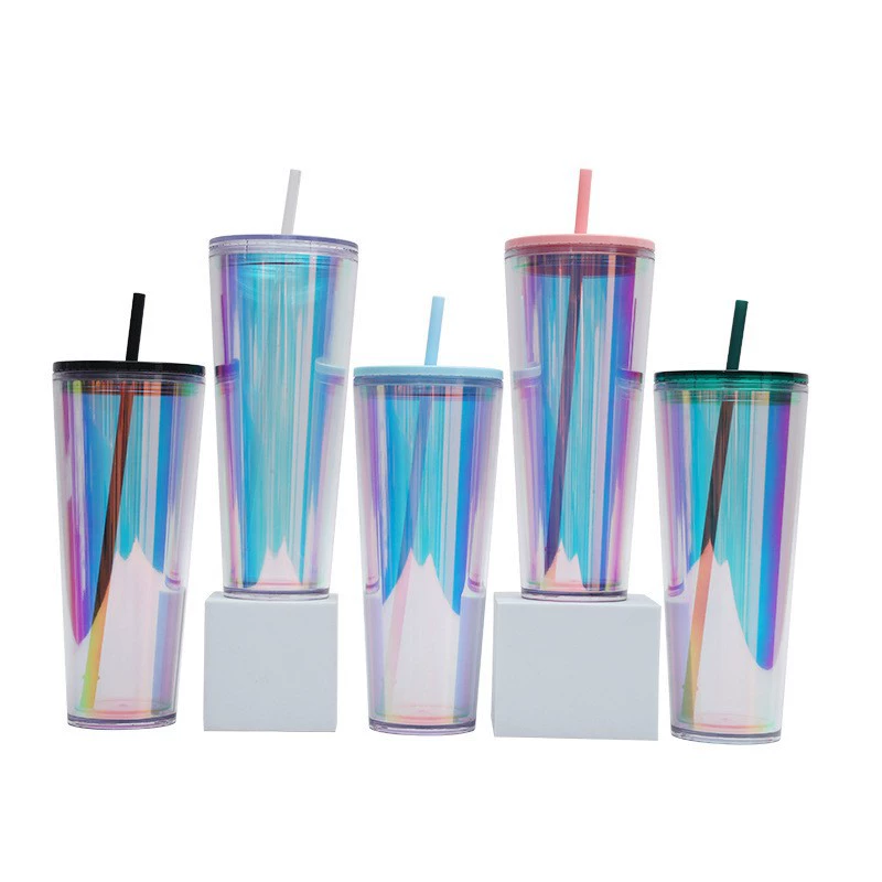 Мы производители! Прямые поставки безободковых разноцветных высококачественных двухслойных пластиковых стаканов с большой вместимостью и крышкой для воды.