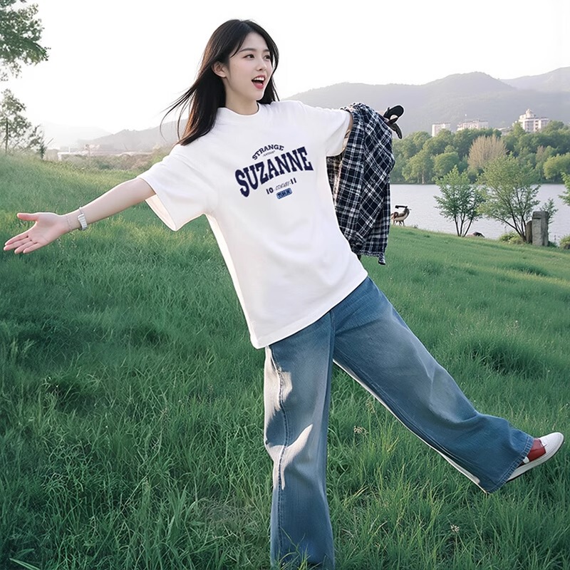 White Short-Sleeve T-Shirt for Women 2026 New Style Pure Cotton Half-Sleeve Loose Summer Base Layer Niche Design Top