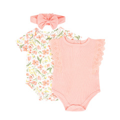 夏の新しい新生児 3 点セット、トレンディな三角クロールスーツ、柔らかい服、バッグ、夏の女の赤ちゃん