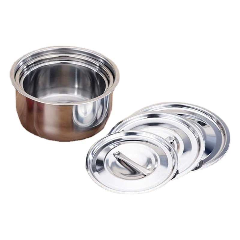 Миска для супа из нержавеющей стали с крышкой, набор из трех предметов, утолщенная масляная миска с крышкой, миска для яиц, банка для приправ, кастрюля для супа, миска для супа, многофункциональная