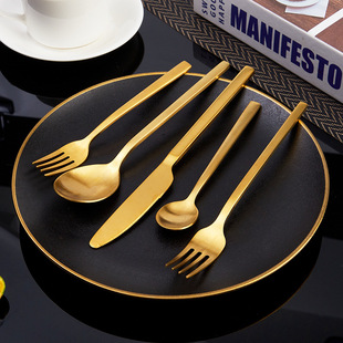 European style western tableware knife and fork high-grade stainless steel knife and fork spoon steak knife and fork spoon commercial golden coffee spoon teaspoon