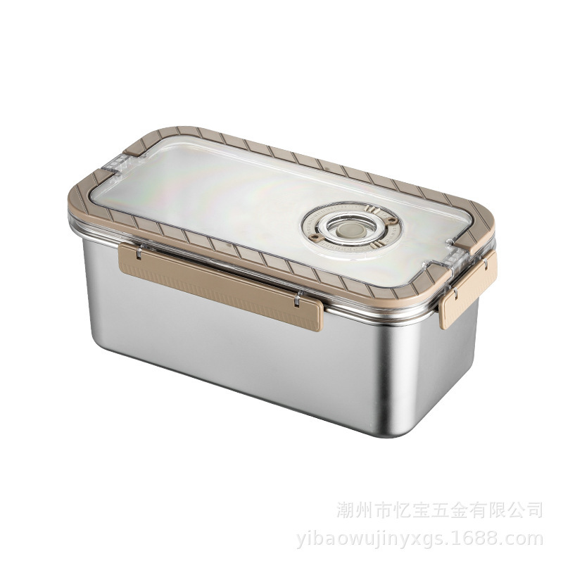 304ステンレス製タッパー蓋付きキムチケース持ち手シール付き漏れ防止冷蔵庫収納大容量タッパー|undefined