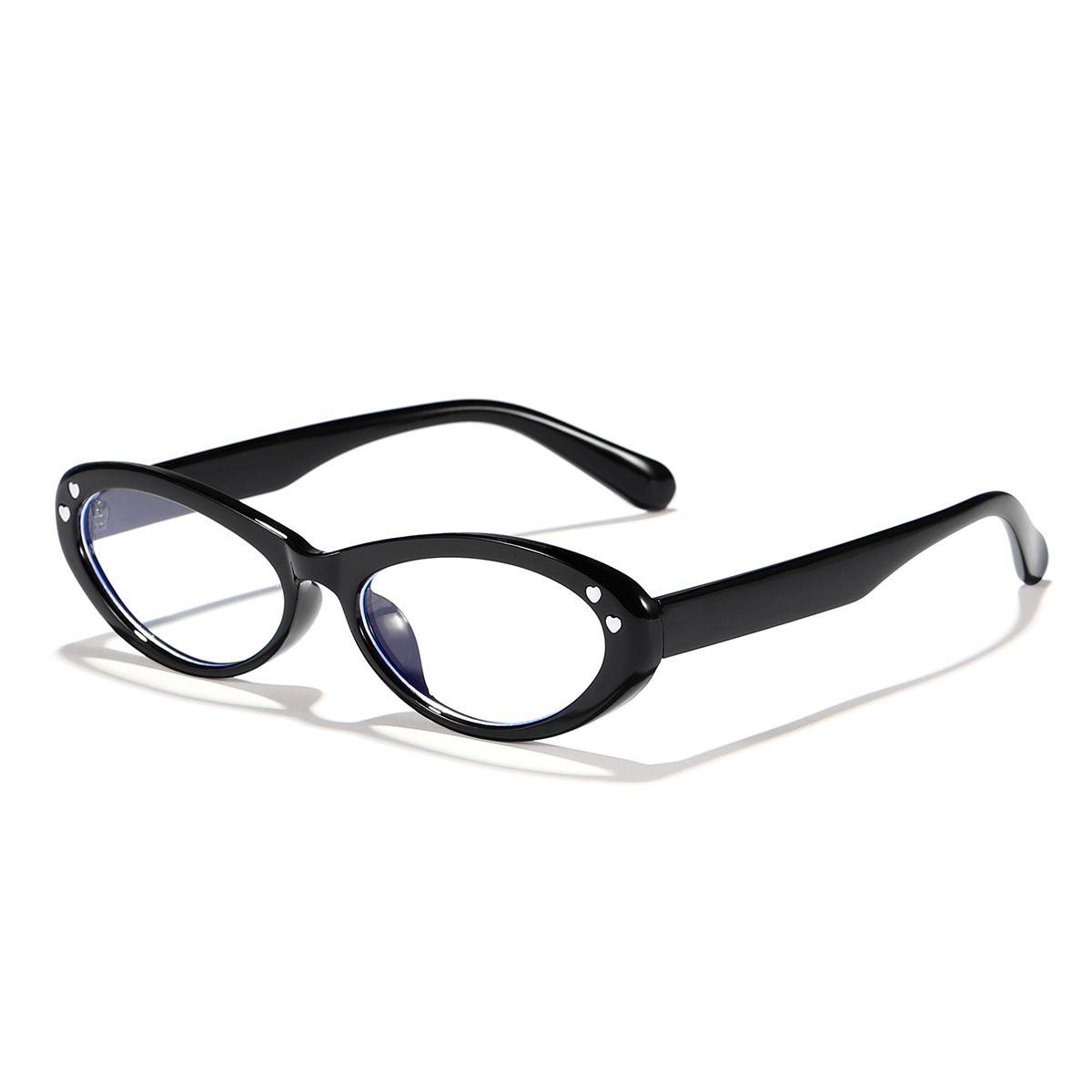 Nuevo marco ovalado retro transfronterizo, estampado de amor, espejo plano anti-luz azul sin maquillaje, gafas de marco de miopía para estudiantes