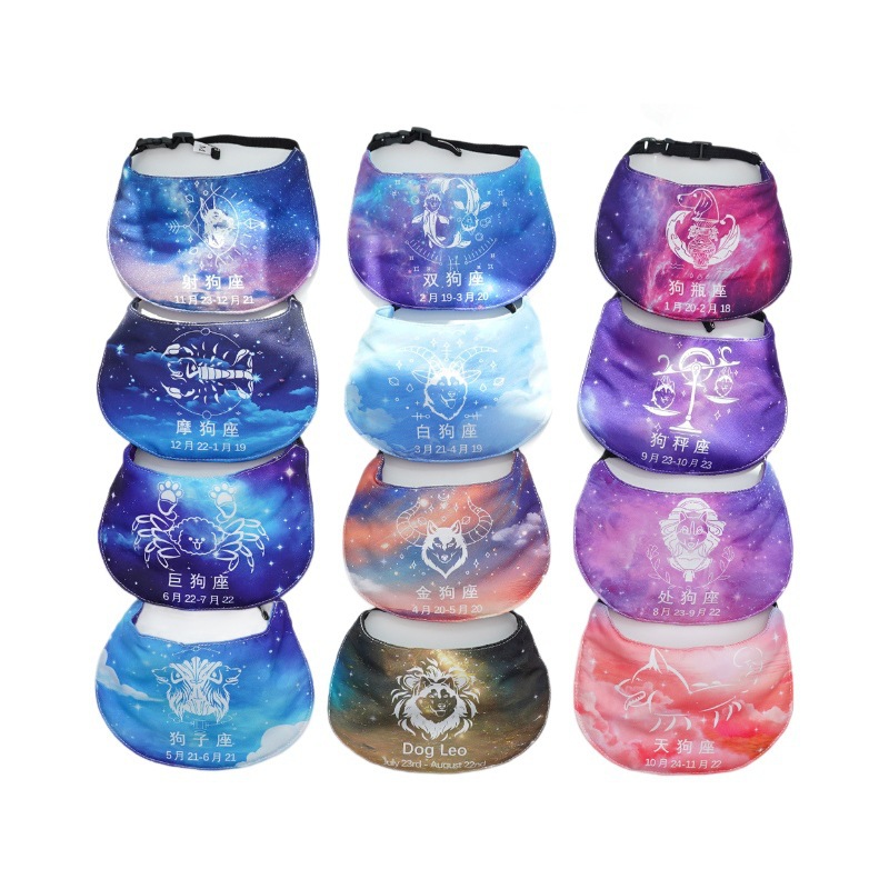 Doce signos de la zodiaca mascotas perros gatos bufandas saliva boca collar decoración de cumpleaños oro vello samurai