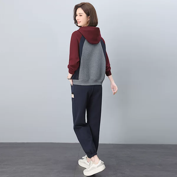 Brand Counter Spring New Korean Style Large Size Color Matching Two-Piece Sportswear Casual Suit