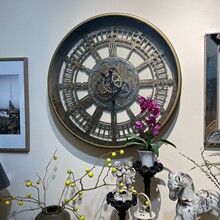 钟表美式挂钟客厅家用金属复古齿轮怀旧挂表仿古时钟圆形石英钟