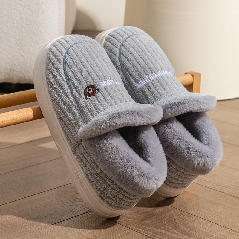 Cixi zapatillas de algodón de invierno para mujeres en el hogar primavera y otoño anti-deslizante calentamiento de la luna para casa pareja hombre
