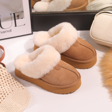 2025新款雪地靴女真羊皮冬季皮毛一体加绒厚底保暖外穿包头半拖鞋