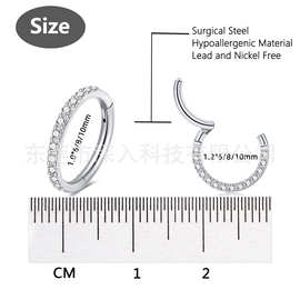 G23钛锆石耳骨钉隐形耳钉鼻钉鼻环穿刺饰品厂家直供跨境穿刺鼻环