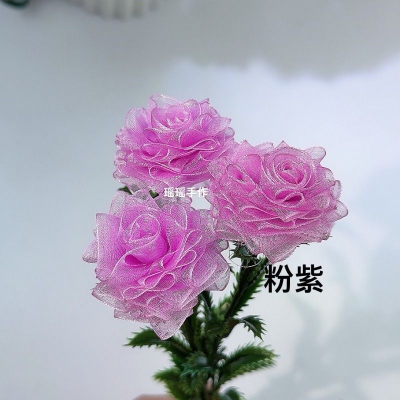 4cmカラースノーガーゼリボン付きシングルハサミ2本、マルチヘッドローズ（麻縄折り紙花瓶付き）|undefined