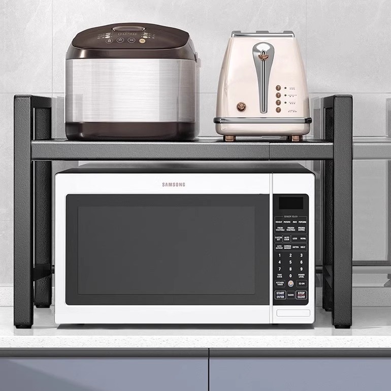 Largo estante de microondas estante de cocina estante doméstico de doble capa gran elevación multifuncional