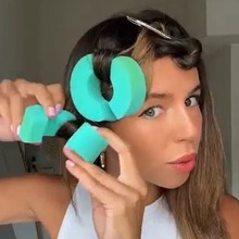 C型不伤发卷发器固定美发圈大波浪卷发器海绵滚轮盘发无热发卷棒