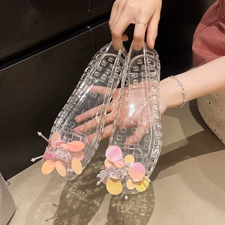 小众设计感时尚简约韩国果冻鞋时尚方头水晶鞋女懒人鞋古优雅凉鞋